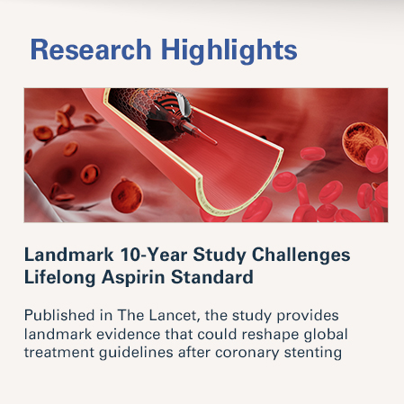 Landmark 10-Year Study Challenges Lifelong Aspirin Standard  Published in The Lancet, the study provides landmark evidence that could reshape global treatment guidelines after coronary stenting